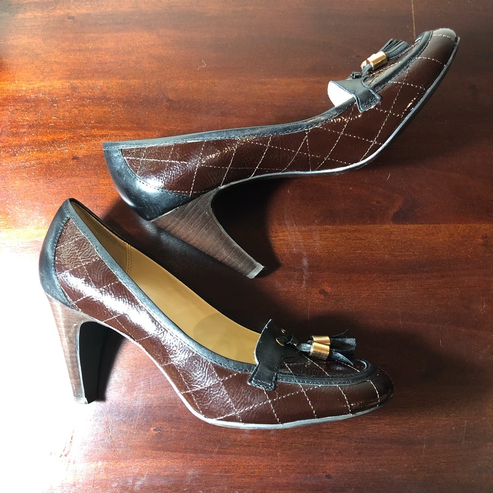 Franco Sarto Heels Quilted Leather Cap Toe Tassels